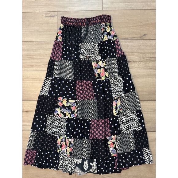 Jack Pot New York Patchwork Skirt  Womens Elastic Band Teacher Vintage S Small - Picture 1 of 2